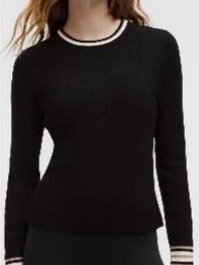 lululemon athletica Black Crew Sweater with White Trim